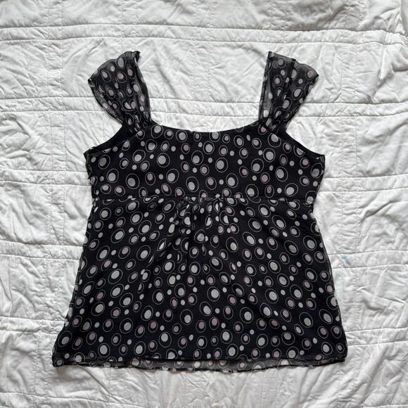 alfani 14P Y2k sheer silk polka dot babydoll sleeveless top sheer chiffon - Picture 7 of 8